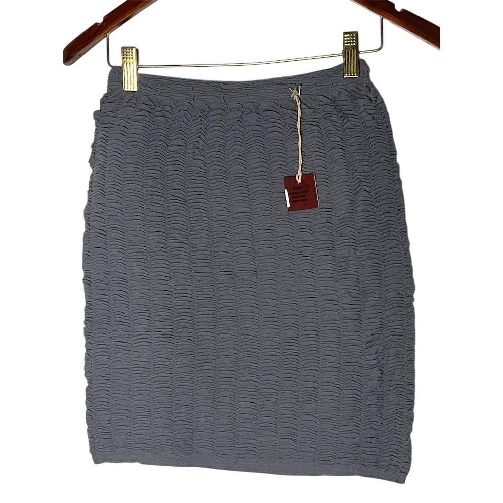 Poof Excellence‎ Skirt Womens M Gray Textured Ruched Pencil Midi Stretch